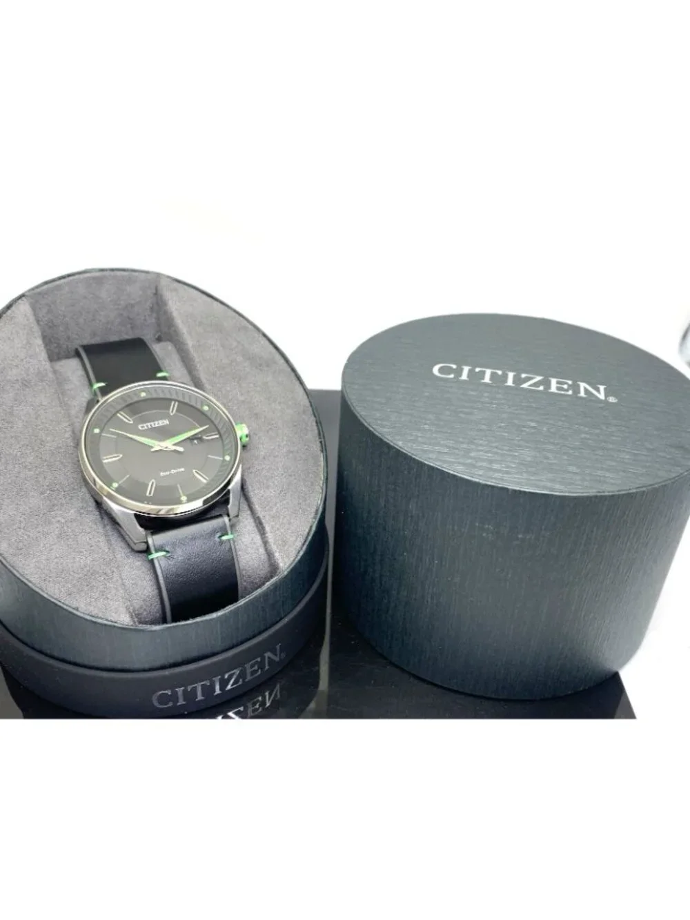 Citizen Men's Watch BM6980-08E Eco-Drive Green Black Dial Leather Band 42mm